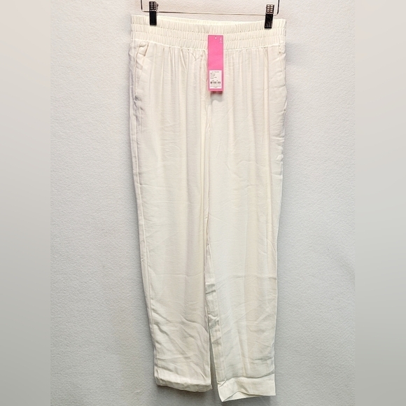 Lilly Pulitzer Women's XS Alaura Pant Coconut Mid Rise Twill Pull-on Pockets - Picture 9 of 11